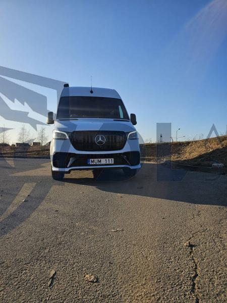 Photo Mercedes Benz Sprinter W907 W910 Full Body Kit Sport Front Bumper Tuning 2018-2025 (With Parking Sensor) | DL Auto Design