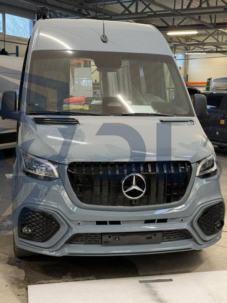 Photo Mercedes Benz Sprinter W907 W910 Full Body Kit Sport Front Bumper Tuning 2018-2025 (With Parking Sensor) | DL Auto Design