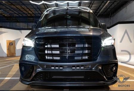 Photo Mercedes Benz Sprinter W907 W910 Full Body Kit Sport Front Bumper Tuning 2018-2025 (With Parking Sensor) | DL Auto Design