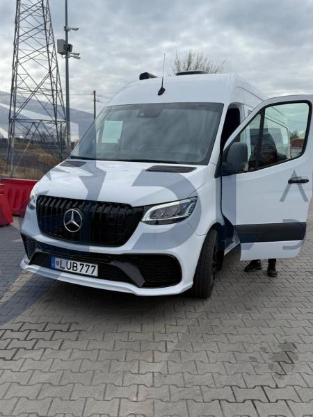 Photo Mercedes Benz Sprinter W907 W910 Full Body Kit Sport Front Bumper Tuning 2018-2025 (With Parking Sensor) | DL Auto Design