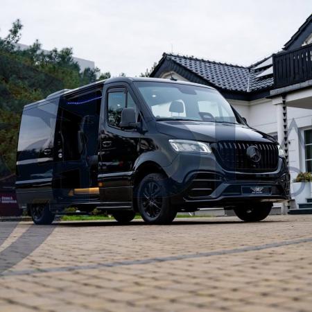 Photo Mercedes Benz Sprinter W907 W910 Full Body Kit Elegance Front Bumper Tuning 2018-2025 (With Parking Sensor) | DL Auto Design